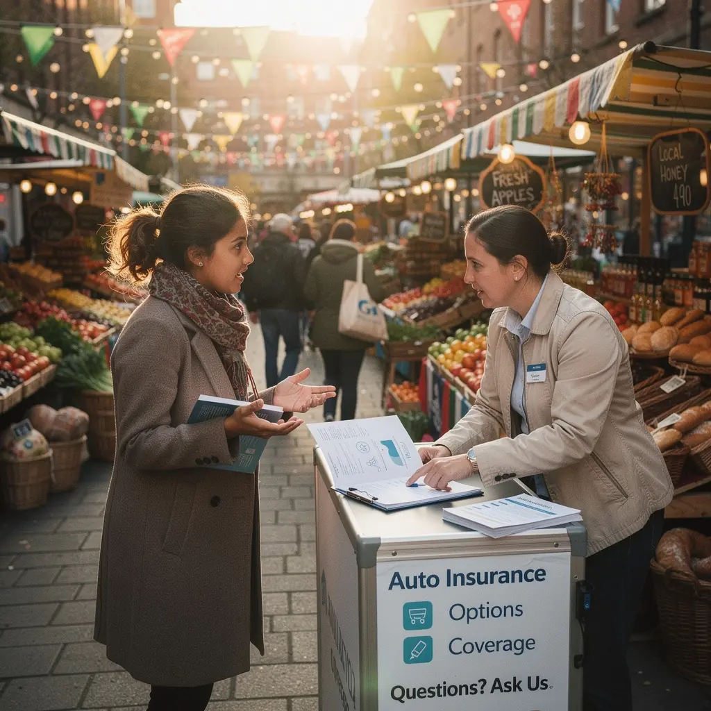 A laptop screen displaying an online platform for reviewing auto insurance policies and renewal reminders.